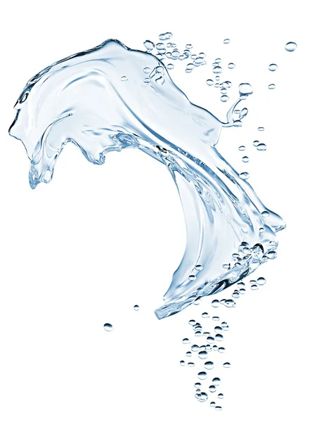 Blue Water splash isolated on white background. — Stock Photo, Image