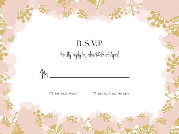 Tarjeta de boda RSVP . — Vector de stock