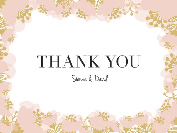 Thank you wedding card with a floral frame. — Stock Vector