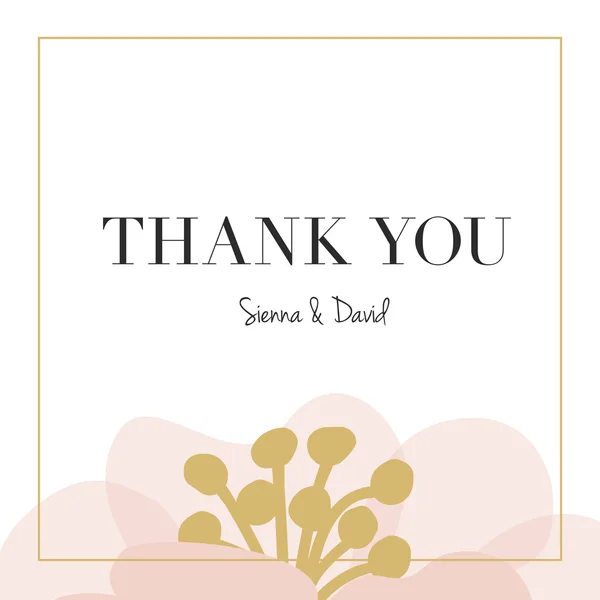 Thank you wedding card with one big flower. — Stock Vector