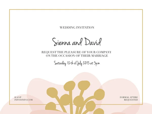 Invitación de la boda con una flor grande . — Vector de stock