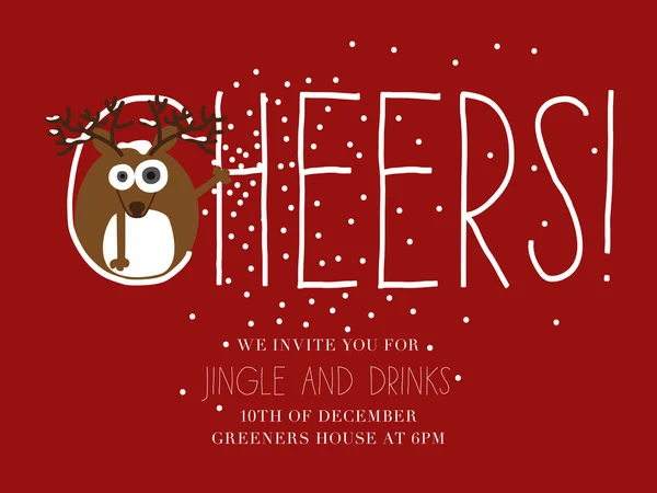 Reindeer Christmas Theme Invitation — Wektor stockowy