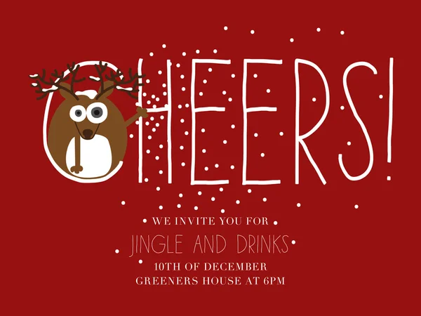 Reindeer Christmas Theme Invitation — 스톡 벡터