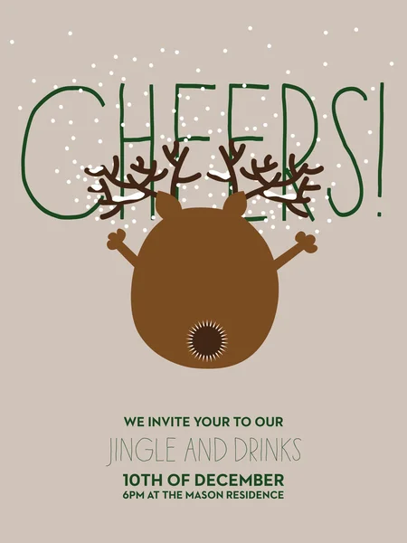 Christmas Reindeer Invitation — 스톡 벡터