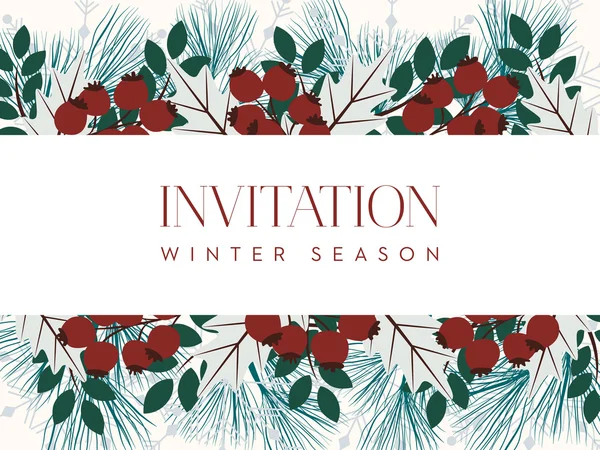 Cartão de convite para a temporada de inverno e Natal . —  Vetores de Stock