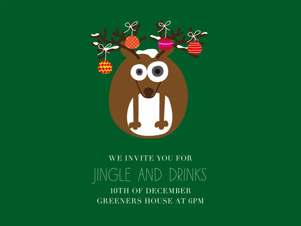 Reindeer with christmas balls invitation template card