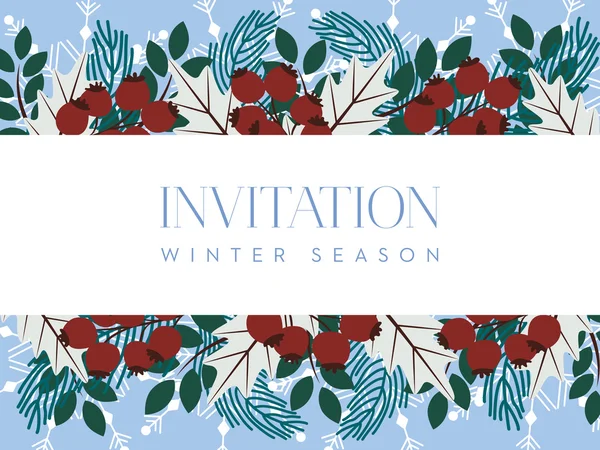 Tarjeta de invitación para la temporada de invierno y Navidad . Ilustración de stock