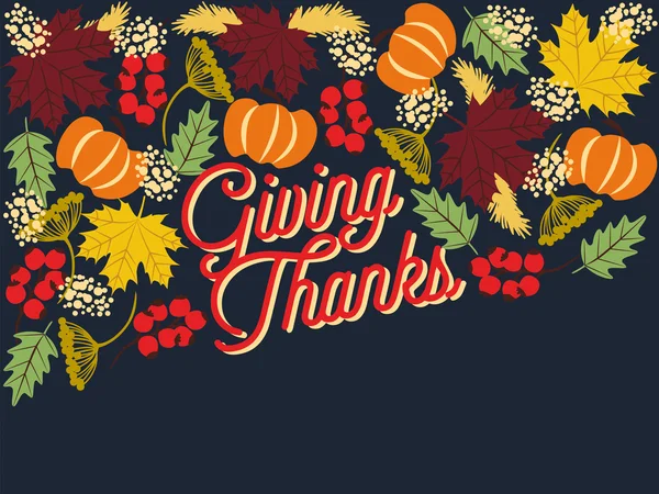 Carte de vœux ou d'invitation de Thanksgiving avec éléments de vacances . — Image vectorielle