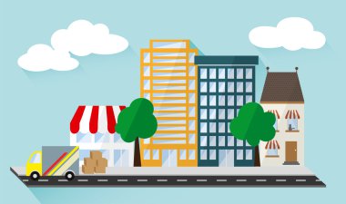 Düz binalar ve özel evler.