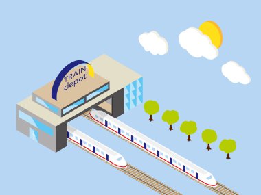 İzometrik tren depo. Taşıma.