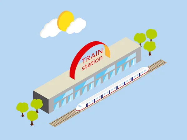 İzometrik kentsel tren istasyonu. Vektör tasarımı.
