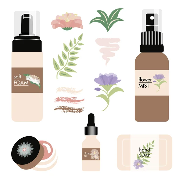 Productos faciales de belleza . — Vector de stock