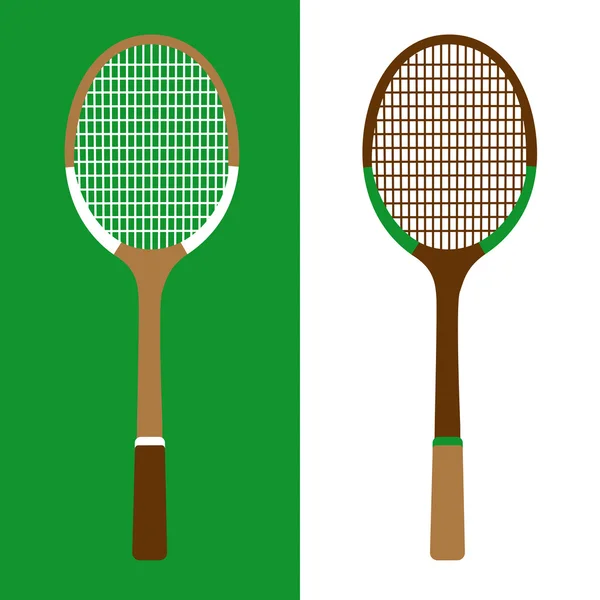 Raqueta de tenis con fondo verde y blanco . — Vector de stock