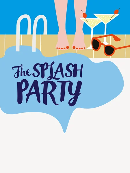 Pool Party invitation with blank space. — Stock Vector