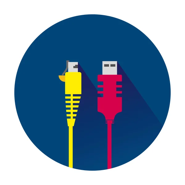 Cable de red e internet sobre fondo azul . Vectores de stock libres de derechos