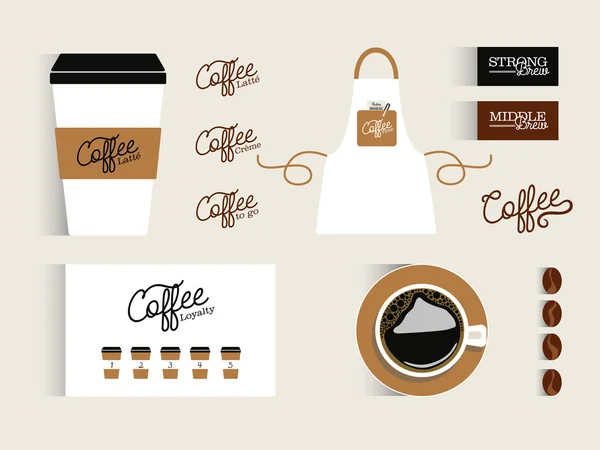 Makieta do identyfikacji wizualnej dla kawiarni. — Wektor stockowy