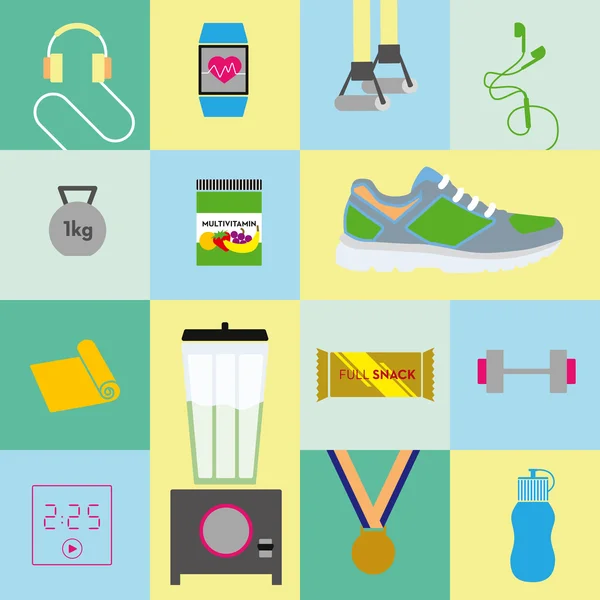 Iconos de fitness. Elementos individuales . — Vector de stock