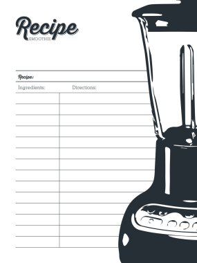 Smoothie recipe card with a blender. Template. clipart