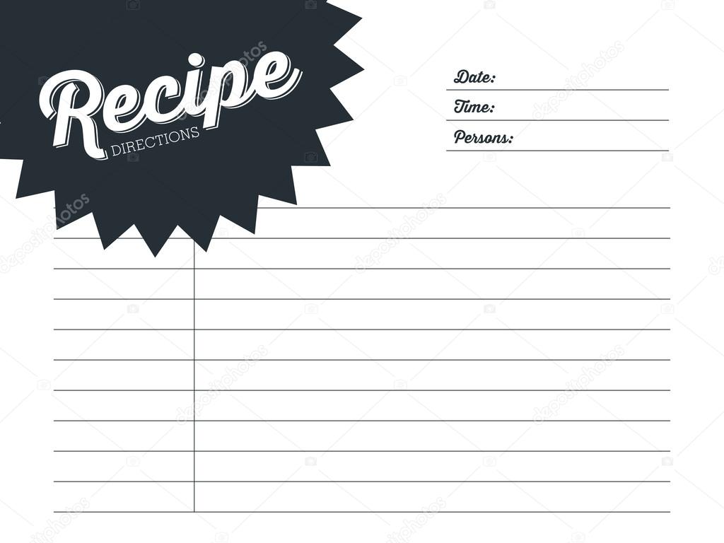 Simple recipe card design in dark blue. Template. Vector and illustration design.