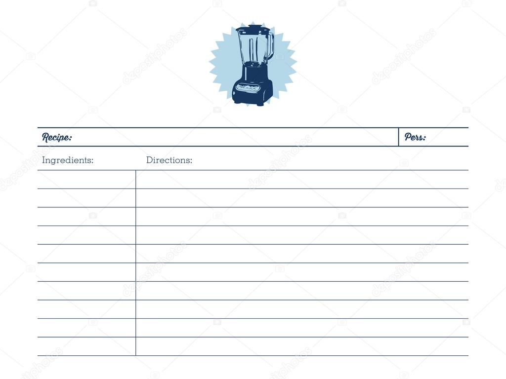 Recipe card with a food processor logo. Template. Stock Vector Pertaining To Recipe Card Design Template