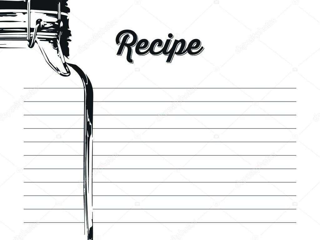 simple recipe card with mason jar with a hook in dark blue template black and white recipe card template
