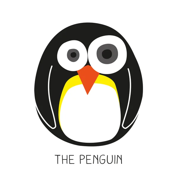 Tarjeta con un pingüino redondo . — Vector de stock