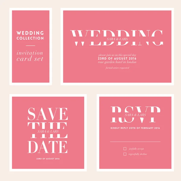 Colección de bodas. Tarjeta de boda, rsvp, guardar la fecha . — Vector de stock