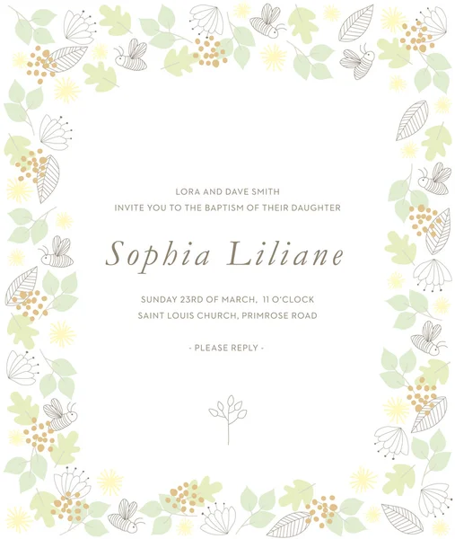 Baptism Card for a Baby. — Stock Vector