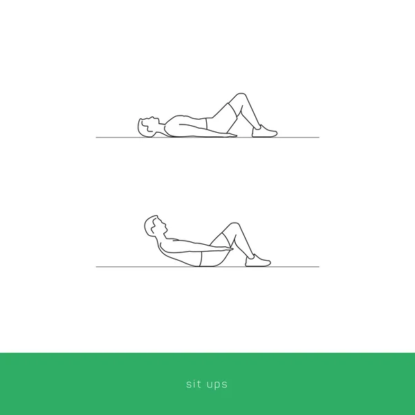 Fitness ícone abdominal sit ups treino . —  Vetores de Stock