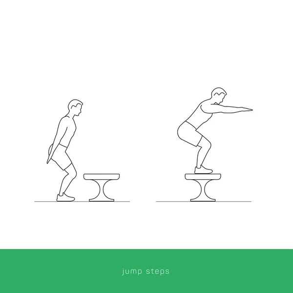 Fitness Icon salta a un banco de entrenamiento . — Vector de stock