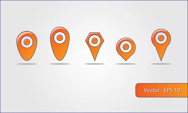 Map pin orange icon - 5 types — Stock Vector