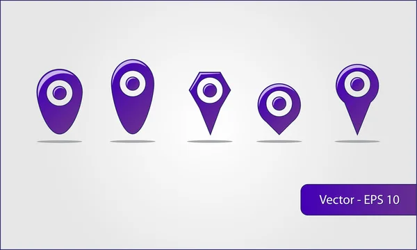Map pin purple icon - 5 types — Stock Vector