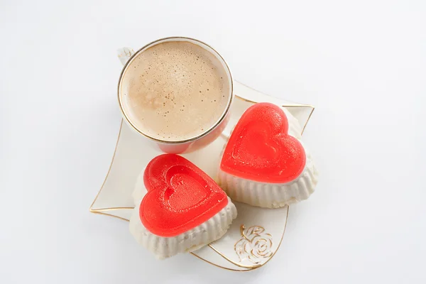 Morning coffee with heart cupcake