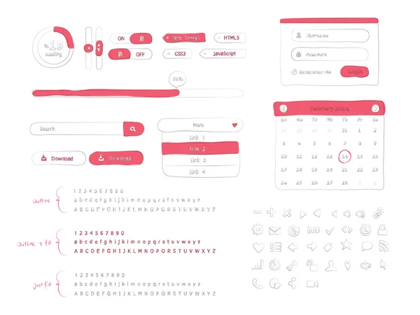 낙서 Ui 키트 — 스톡 벡터