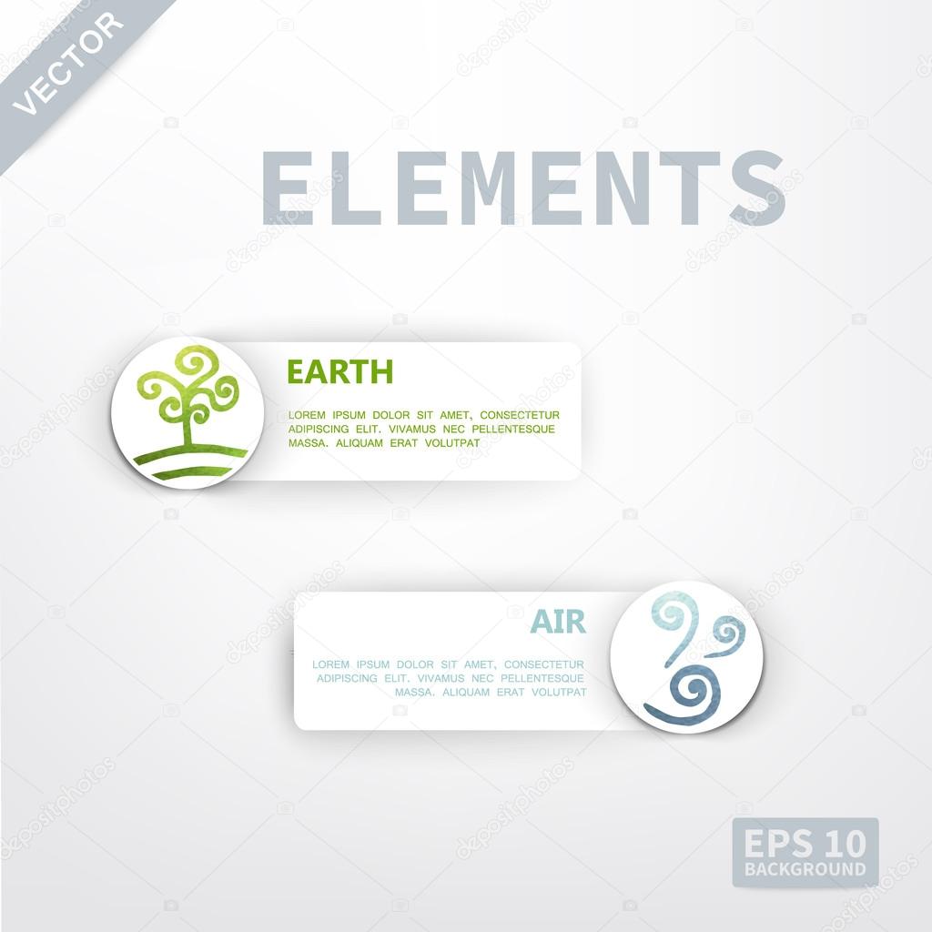 Elements earth and air. Icons texture watercolor. The image can be used as a logo for your company