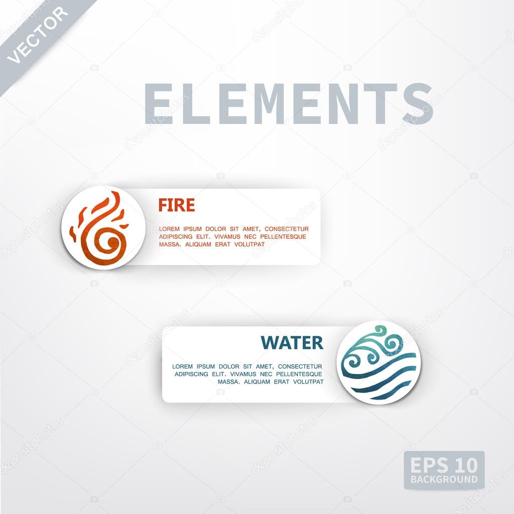 Elements Fire and Water. Icons texture watercolor. The image can be used as a logo for your company
