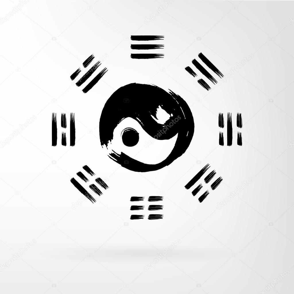 Yin Yang vector set of icons (circle). Guessing on the Book of Changes. The image can be used to print maps, posters, as a background, advertising, logos, yoga studios