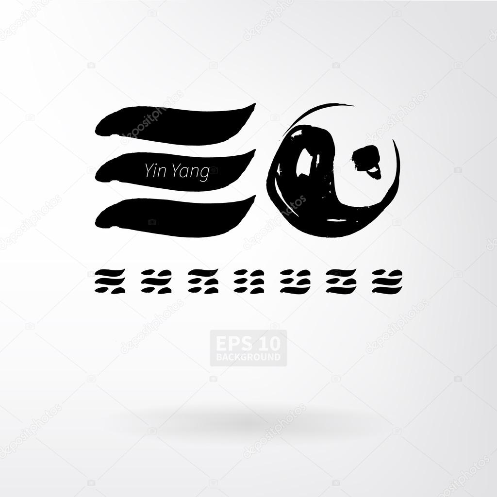 Yin Yang vector set of icons. Chinese calligraphy. Guessing on the Book of Changes. The image can be used to print maps, posters, as a background, advertising, logos, yoga studios