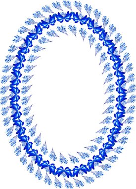 Tasarım için Gzhel tarzında yazarın fırçalarının parlak mavi ve beyaz çerçevesi .