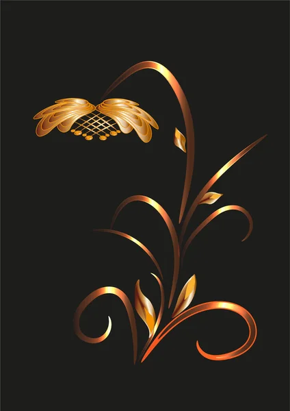 Image Abstraite Utilisant Les Pinceaux Auteur Fabuleuse Fleur Dorée — Image vectorielle
