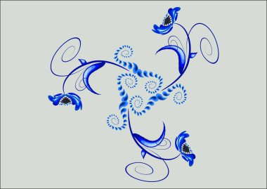 Mavi çiçekler ve dizayn 3D için bir jel deseni.