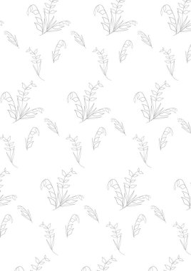 Kalemle çizilmiş yaprak deseni, açık arkaplan.