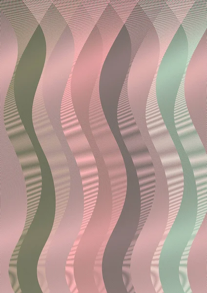 Delicate Wavy Lines Green Pink Beige — Image vectorielle