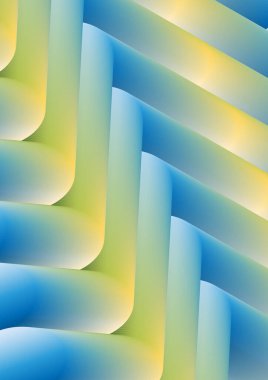 Sarı-mavi grad3d ile yapılan şeffaf boruların soyut görüntüsü.