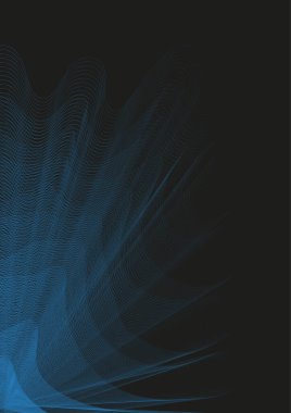 İnce çizgiler, siyah arkaplanda mavi bir gradyanı olan zarif bir figür oluşturur..
