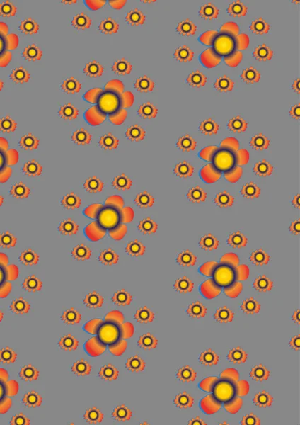 Jasné Abstraktní Oranžové Květy Uspořádané Kruhu Šedém Pozadí — Stockový vektor
