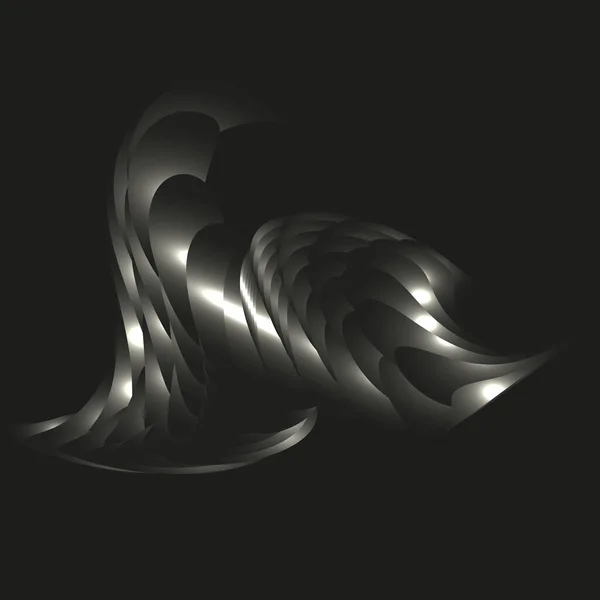 Abstrakte Figur Aus Gebogenen Leuchtelementen Auf Schwarzem Hintergrund — Stockvektor