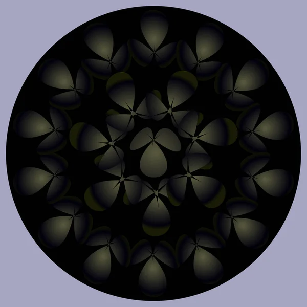 Runde Figur Mit Kreisförmigen Elementen Ähnlich Wie Kleine Blüten Grüner — Stockvektor