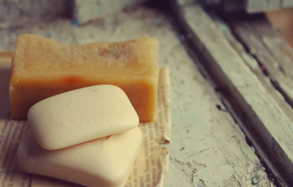 Old laundry and toilet soap — Stock Photo, Image