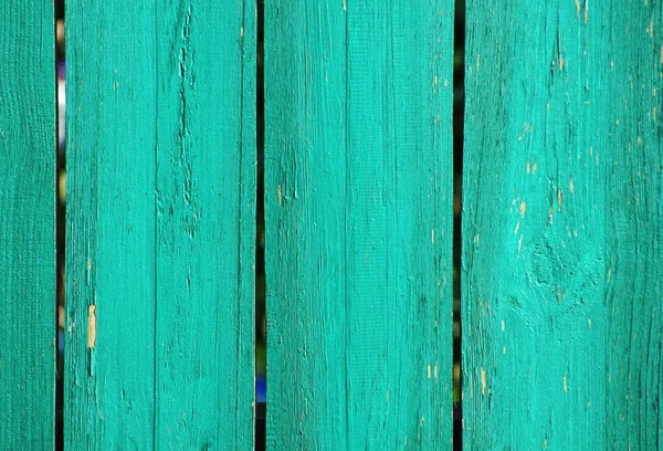Bright turquoise wooden wall from boards close up. — Stock Photo, Image